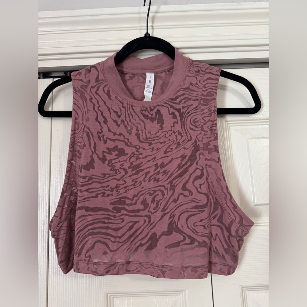 Lululemon Pink Sleeveless Crop Muscle Tee